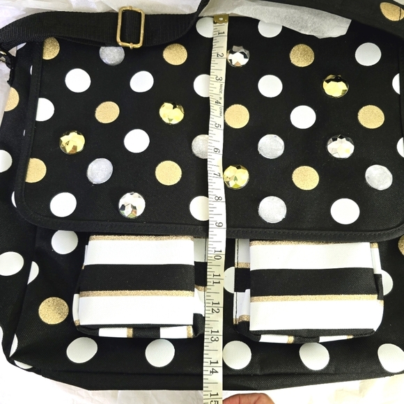 Bling Laptop messenger polka dots book shoulder crossbody bag - Picture 9 of 12
